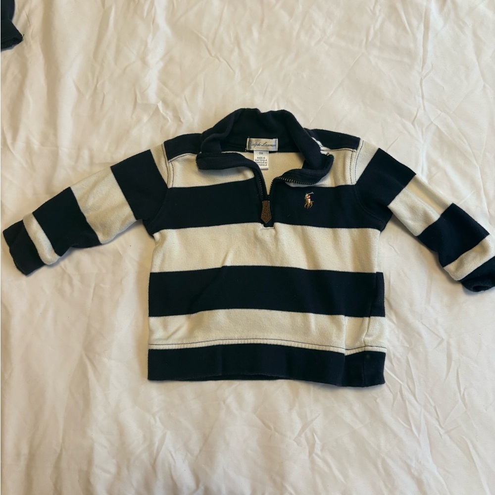 Ralph Lauren Kids Navy and White Striped polo